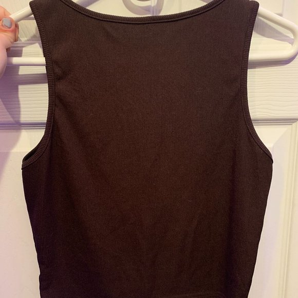 Brown tank top crop top mushroom rhinestones - Picture 2 of 2